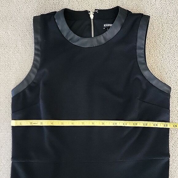 Express Factory Black Sleeveless Faux Leather Trimmed Dress - Size Medium - Picture 8 of 16
